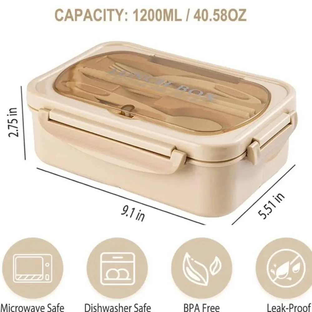 Bento Box Lunch Containers, LeakProof Lunch Box with Utensils BPA Free Tan